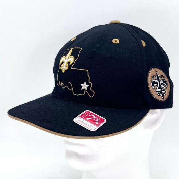 Vintage Mitchell & Ness New Orleans Saints Fitted Cap 7 3/4 Black 25th Ann 1991 - Picture 7 of 16